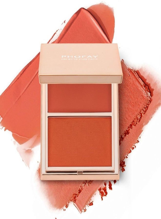 PHOFAY Dual-Texture Contour Palette – Cream & Powder Finish for Natural Radiance, Slim Travel-Friendly Compact, Vegan & Cruelty-Free Formula (03#) - Image 1